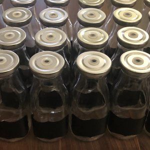 28X Vintage Style Milk Bottles + Chalk Label + Straw Lid w/Rubber Seal